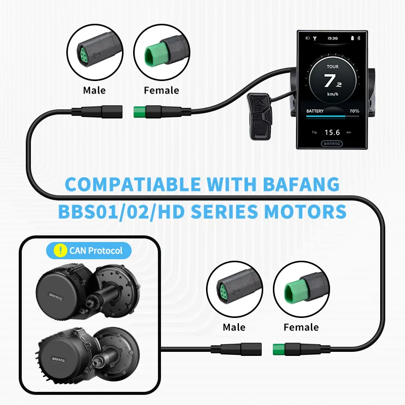 55 سنتيمتر دراجة كهربائية عرض تمديد كابل ذكر/موصل سالب ل Bafang BBS منتصف المحرك/محور عرض المحرك يمكن بروتوكول #3