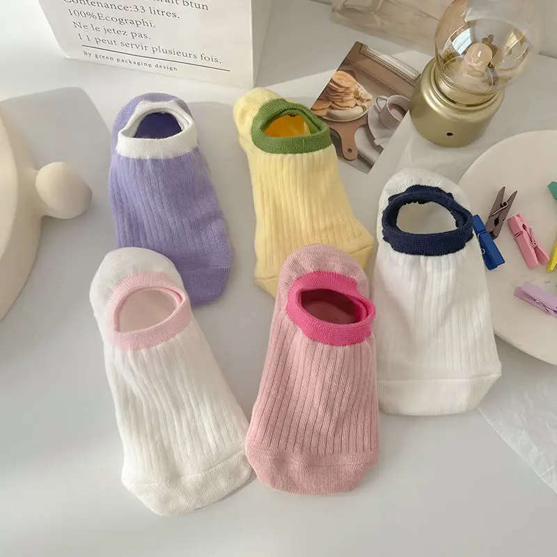 

5 Pairs Set Women Socks Spring Summer Cute Japanese Korea Boat Socks Shallow Mouth Low Cut Cotton Ins Tide Thin Ankle Sock Meias