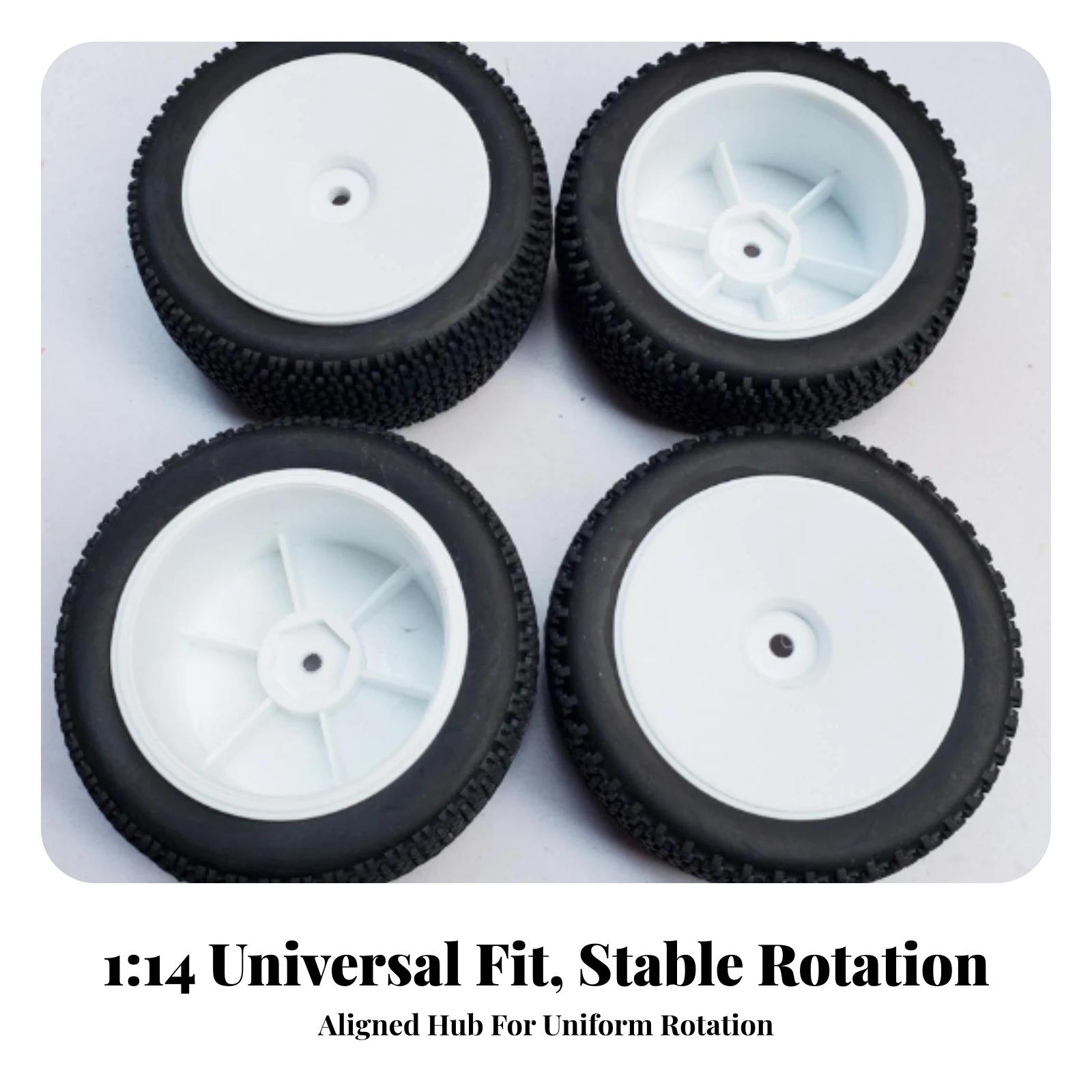 4 Pieces 12mm Hex Wheel and Tire Set Easy to Install RC Tires with Plastic Inserts RC off-Road Tires Non-Slip Parts Anti-Skid