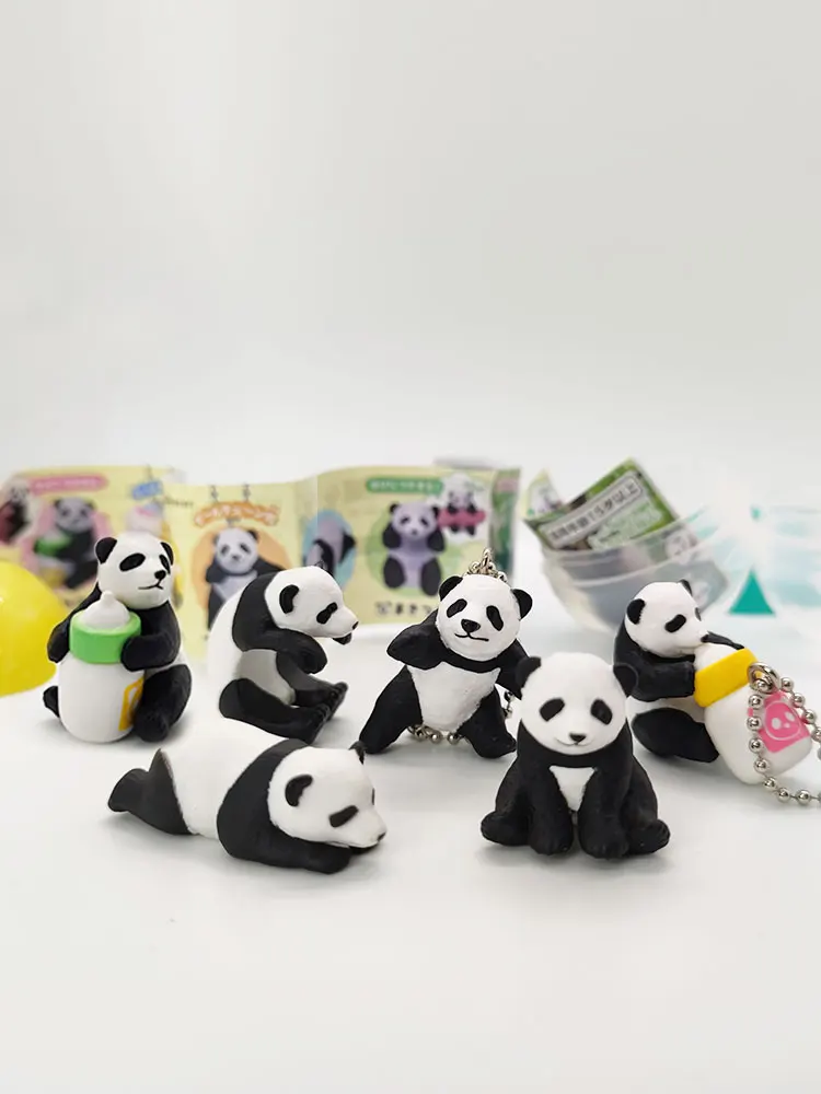 Gashapon cápsula brinquedo panda gigante alimentadores rieenpanda animais ornamentos modelo brinquedo gacha coleção figura de ação modelo brinquedos