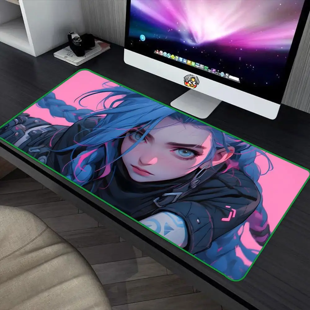 Cool League-of-Legends JINX Mouse Pad 90x40cm Colorful Lock Edge Pure Natural Rubber Desktop Anti slip Large Mouse Pad