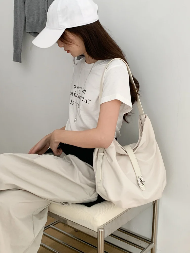 Waterproof Nylon Tote Bag with Slouchy Pleats Large Capacity Commuter Bag in  Color Can Be Carried as Handbag Or Shoulde...