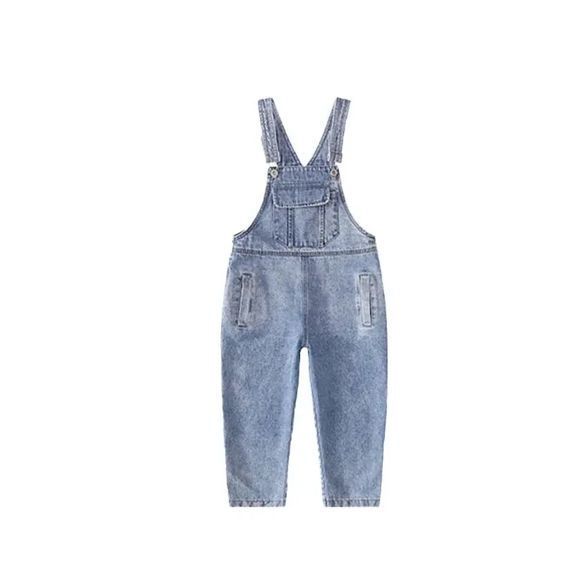 Korean Style Girls\' Fashionable Denim Overalls Children\'s Casual Loose Denim Trousers Retro All-match Baby Girl Denim Overalls