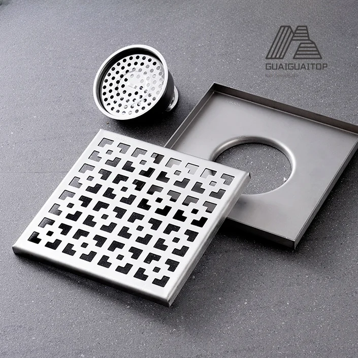 Revivalism Shower Floor Drain Stainless Steel Square Floor Drain Strainer Dectable Anti-odor Drainer Shower  Bathtub Accessories