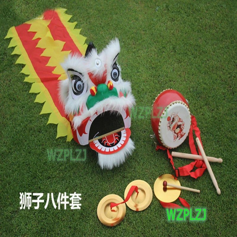 Uitverkoop 12 Inch Leeuw Dans Kostuum Drum Gong Bekkens Voor 3-5 Leeftijd Kid Boy Meisje Kind Party Performance Sport Carnaval Podium China