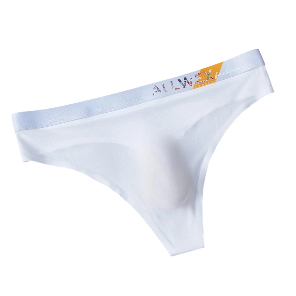 

1pc Men Ultra-Thin Seamless Thongs Ice Silk G-String Underwear 3D Bulge Pouch Sexy Mesh Thongs Low Rise Breathable T-Back