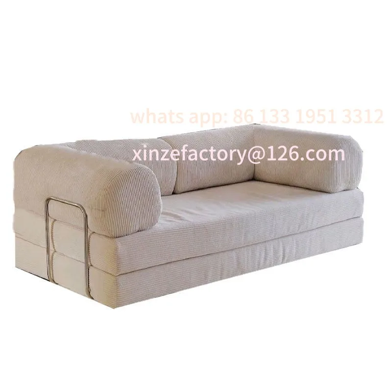 

Compression sofa modern retro corduroy fabric living room small household simple folding lazy sofa bed