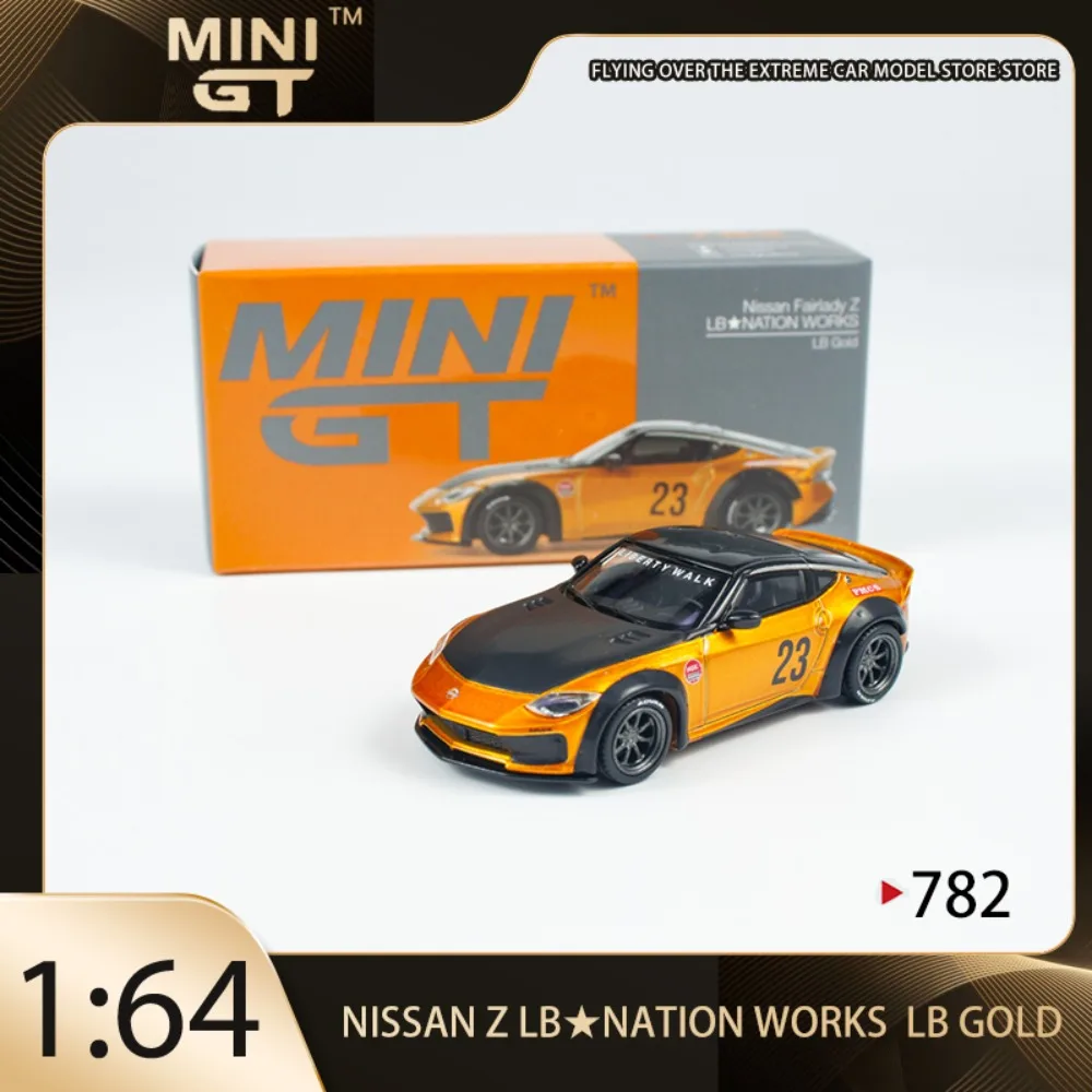 

MINIGT 1:64 Nissan Z LBNATION WORKS LB Gold Alloy Premium Diecast Vehicle Model Toys Collectible Display Piece