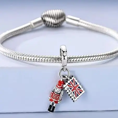 925 Sterling Silver Pendant Charm England British Soldier Stamps Fit Bracelet Necklace Diy For Woman Fine Jewelry
