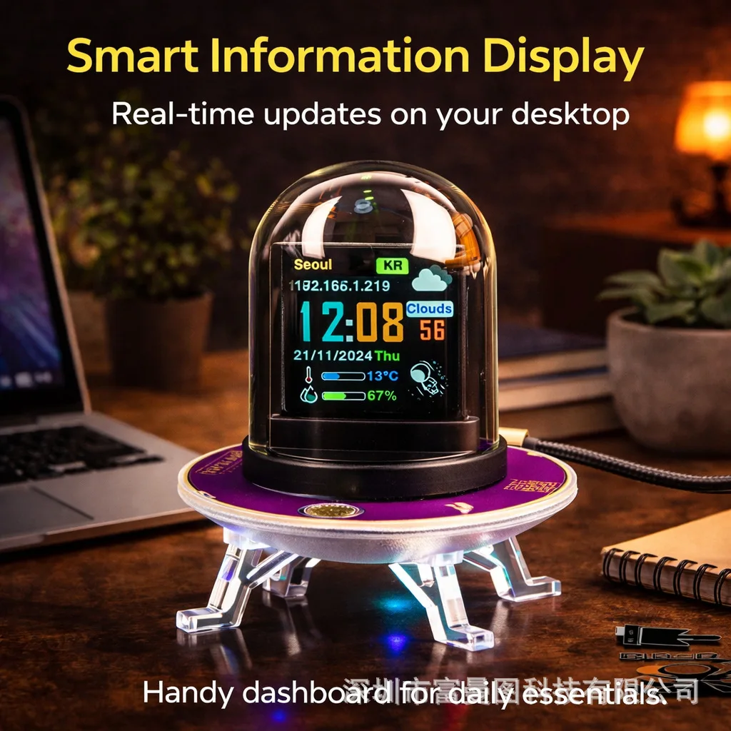 GeekMagic UFO-CLOCK Creative Weather Bitcoin Stock Exchange Rate Clock Multifunction