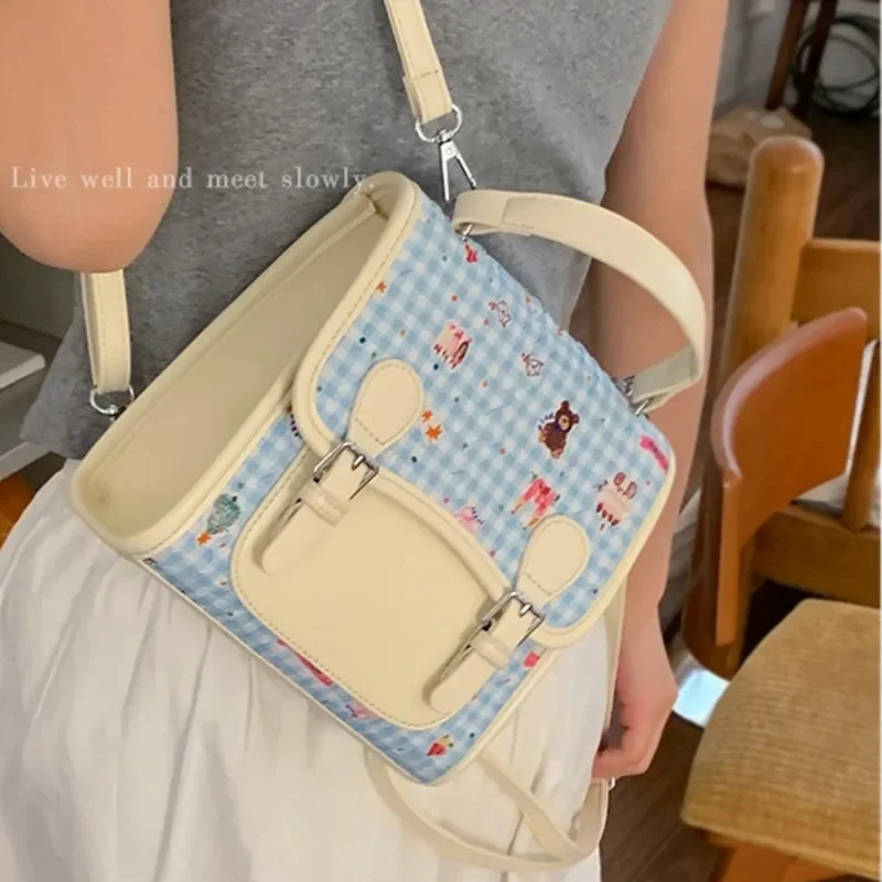 Women's Handbags Bow Bear Backpacks Girl Y2K PU Korea Back To School Student Cartoon High Capacity Commute Durable Backpacks New