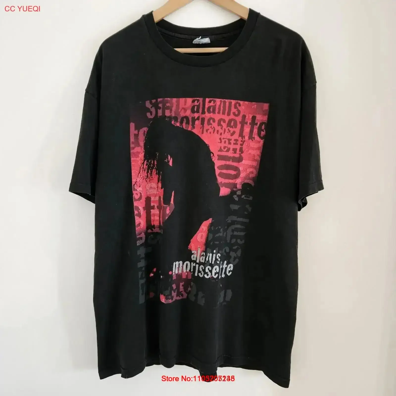 

Винтажная футболка Alanis Morissette для взрослых, очень большая, черная, концертная группа 90-х годов, стильная, дышащая, повседневная, винтажная