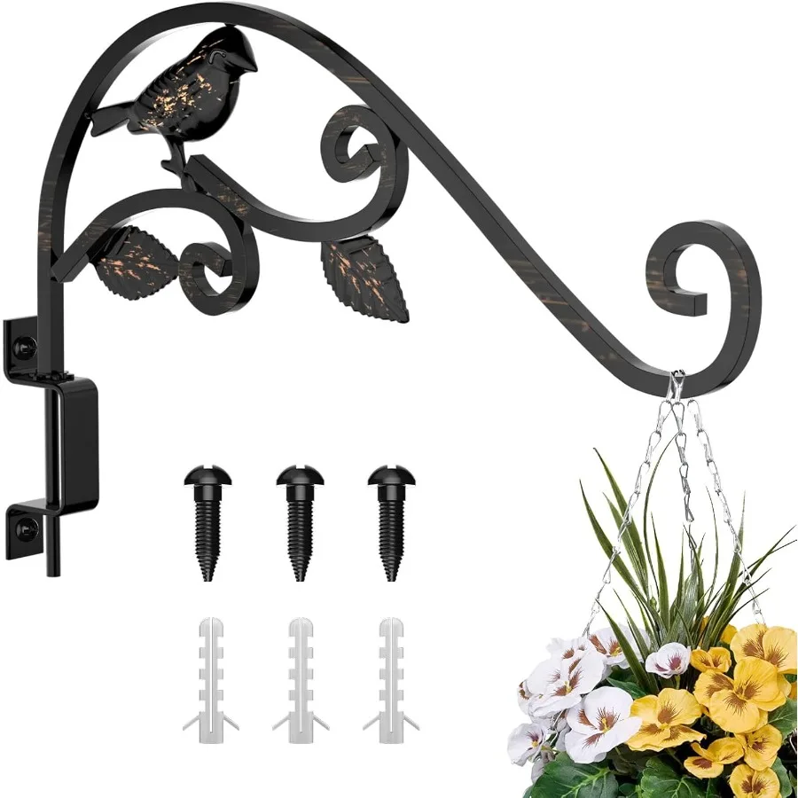 

Plant Hangers Outdoor 15.15 inch Swivel Plant Wall Hanger Sturdy Wrought Iron Hanging Plant Hooks Hanging Plant Bracket IndoorO