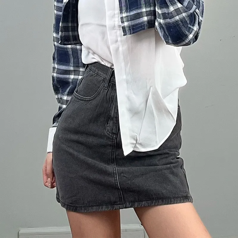 

Сексуальная джинсовая юбка с высокой талией, облегающая модная универсальная женская деловая юбка с высокой талией, смесь хлопка из полиэстера