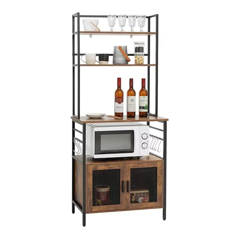 Multi Purpose Sundry Fruit Kitchen Supply Storage Rack, Kitchen Wooden Rack With Storage Cabinet