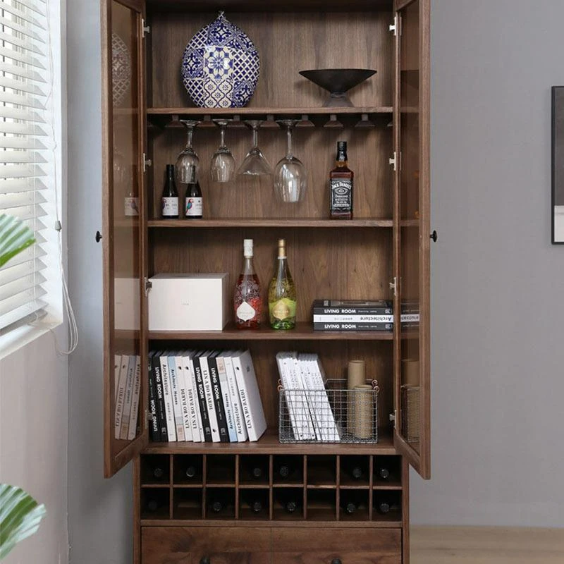 Simple North American Black Walnut Multifunctional Living Room Wine Cabinet