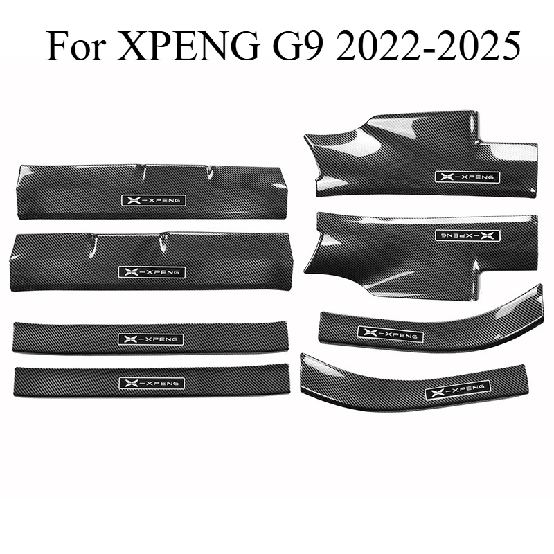 

For XPENG G9 2022-2025 Carbon Fiber Style Door Sill Guards - ABS Scuff Plate Protector & Entry Trim