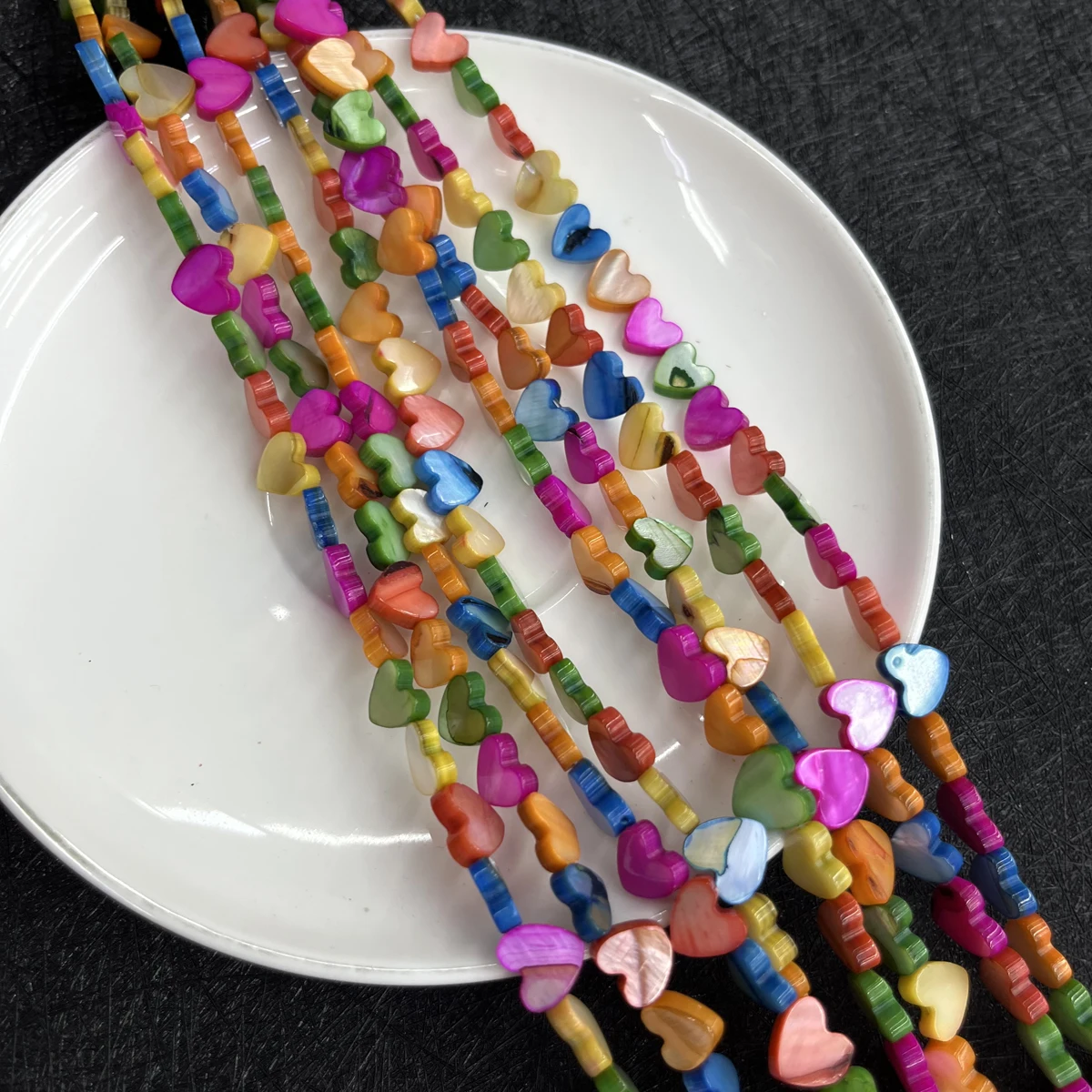 Shell Cross Hole Beads Colorful Hear Shaped Beads 8-10mm For Jewelry Making DIY Necklace Earrings Bracelet Accessory