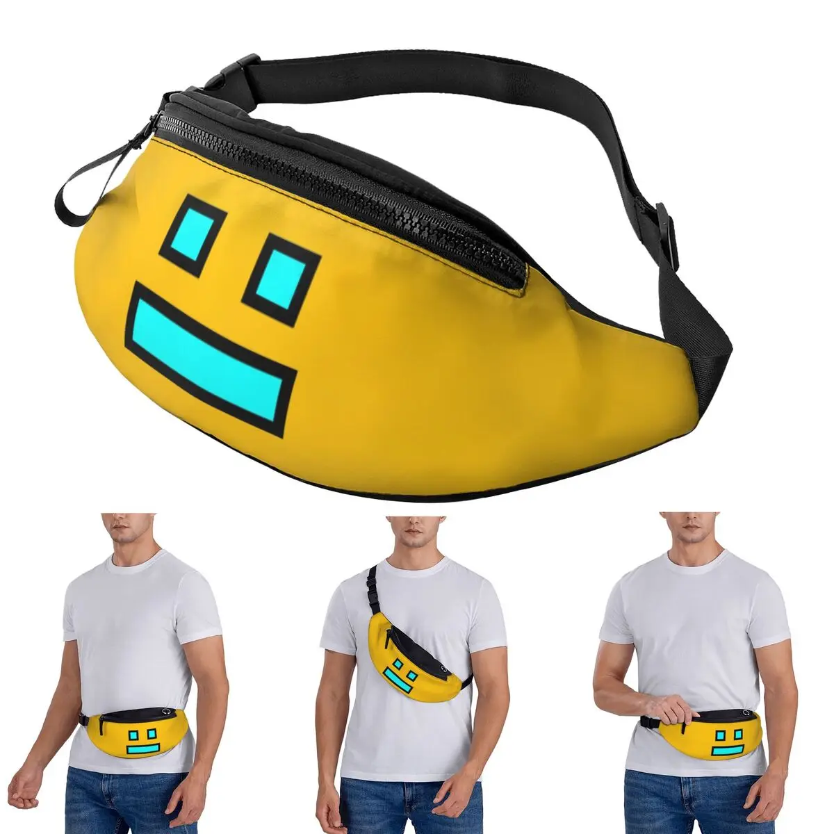 

Crossbody Waist Bag Video Game Geometry Dash Men Women Fanny Pack Traveling Running Money Phone Pouch
