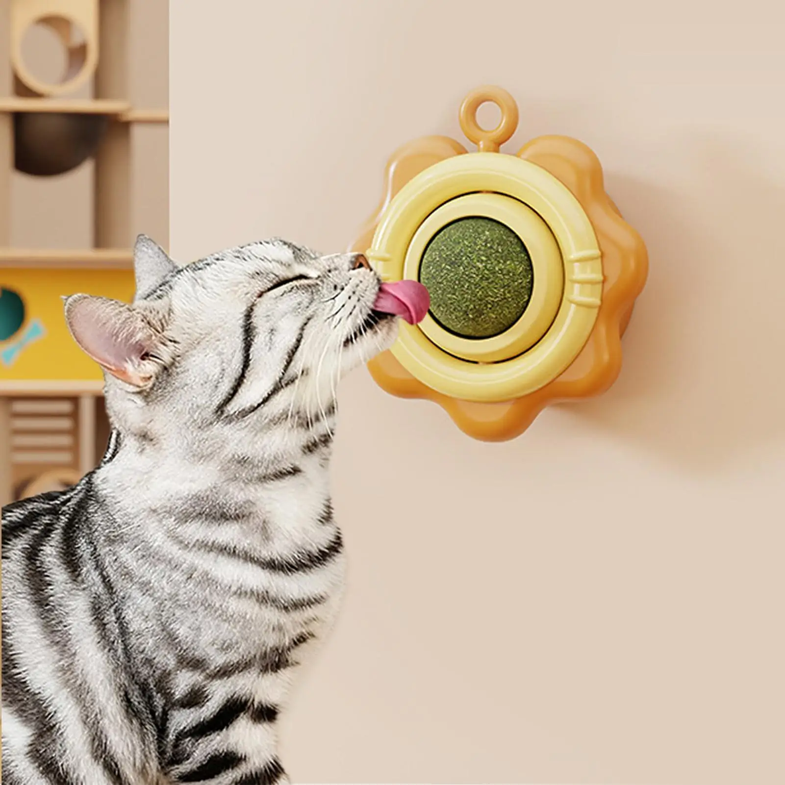 Katzen-Nip-Bälle, Wand, 360 Grad drehbar, interaktives Spielzeug, selbstklebende Katzen-Nip-Leckbälle für Zuhause, Wohnzimmer, Schlafzimmer, Reisen