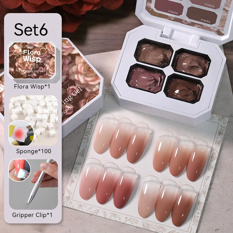 

UR SUGAR Pat Painting Гель-гель для ногтей 4-цветная градиентная живопись Гель-наборы для ногтей Полуперманентные замачиваемые УФ-гвозди, используемые для геля DIY