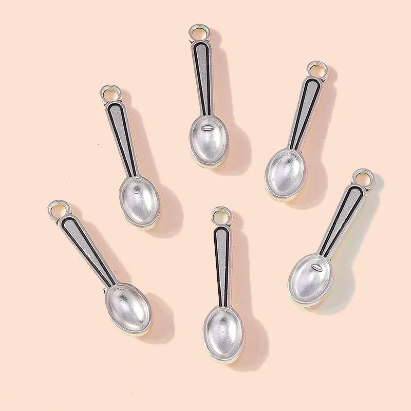 Leslie 20pcs 20*23mm Metal Alloy Cute Spoon Charms DIY Pendant Handmade Jewelry Necklace Bracelet Earrings Making
