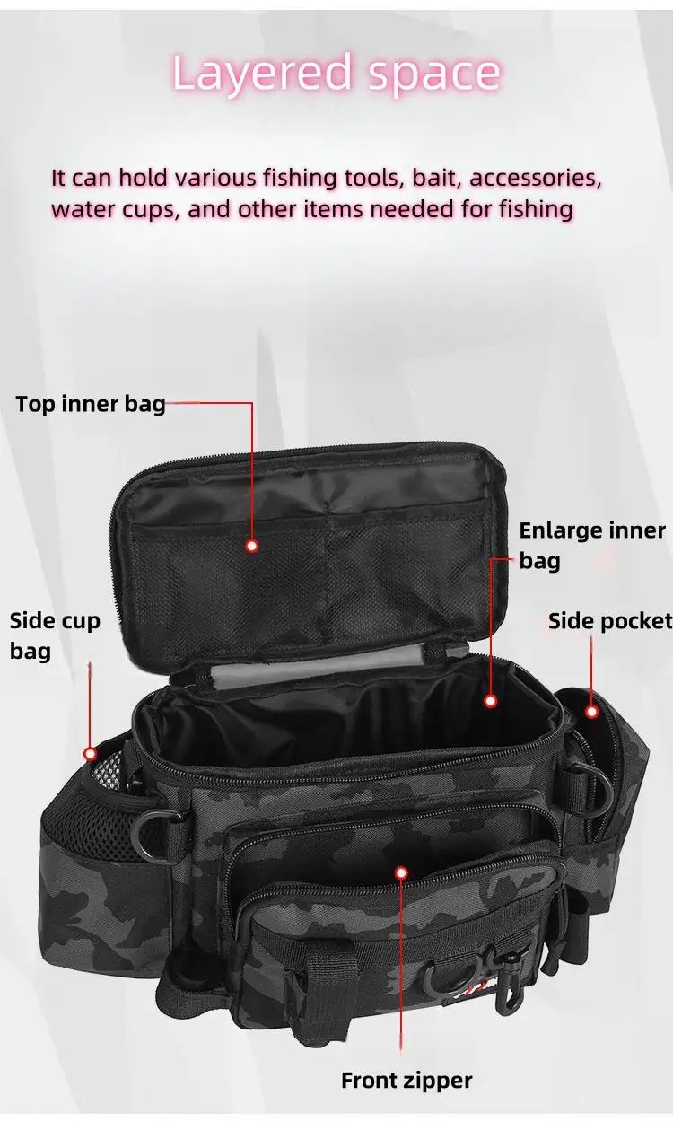 Kit de herramientas de pesca con señuelo multifuncional, bolsa de cintura portátil, mochila de un hombro, bolsa cruzada de pesca impermeable, novedad de 2024