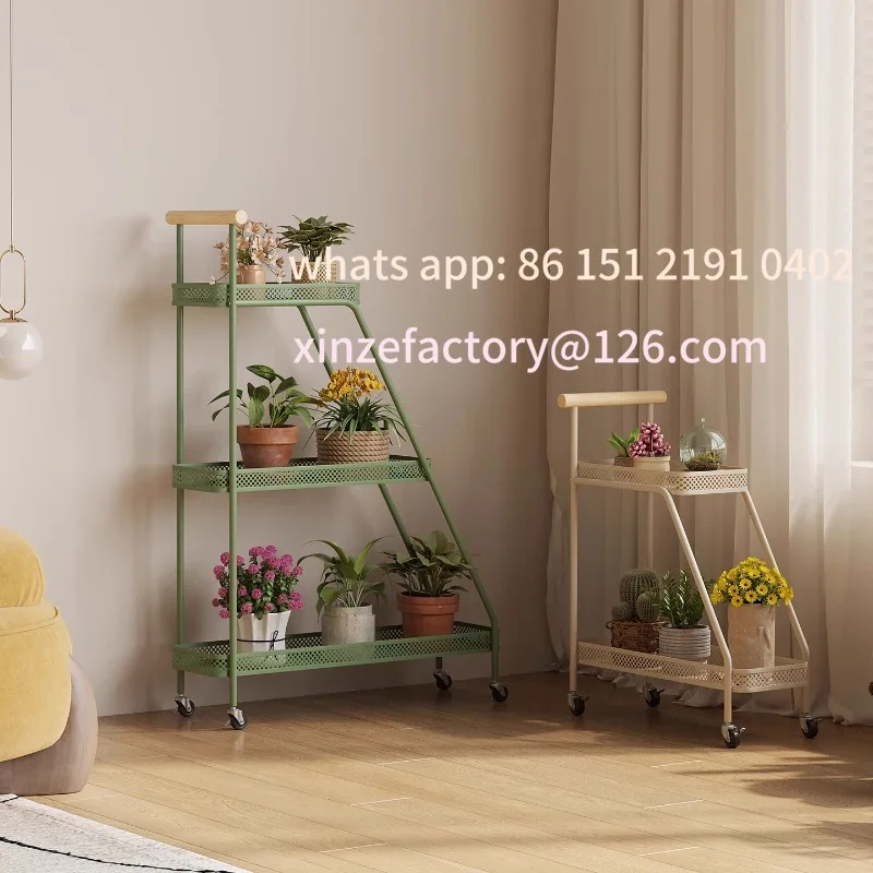 Customizable Balcony Organizer Mobile Plant Stand Indoor Flower Shelf for Succulents Multi-Tier Iron Display Rack Living Room