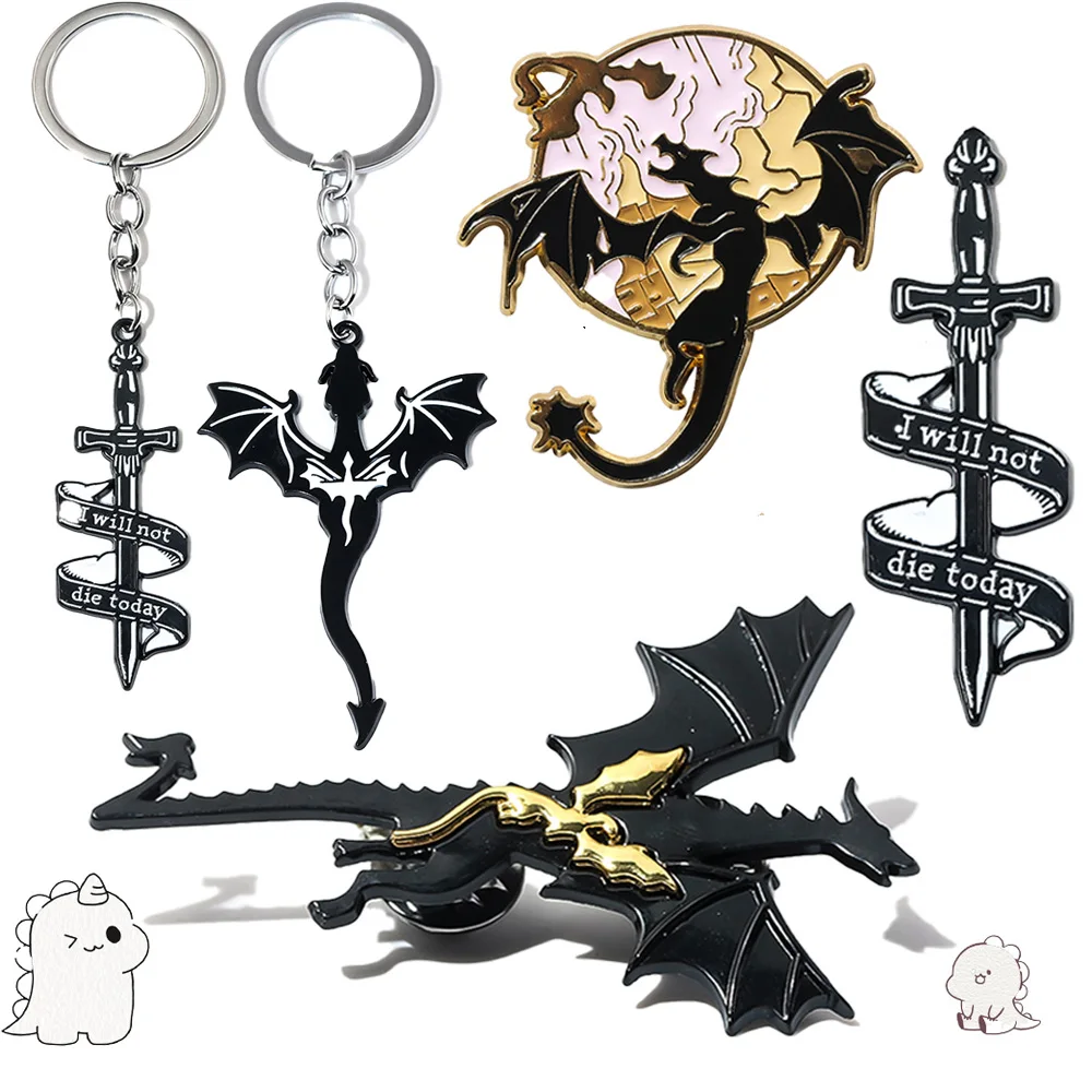 Fourth Wing Black Dragon Keychain Brooch Pendant Car Keychain Hand Jewelry For Men And Children Gift Accessories