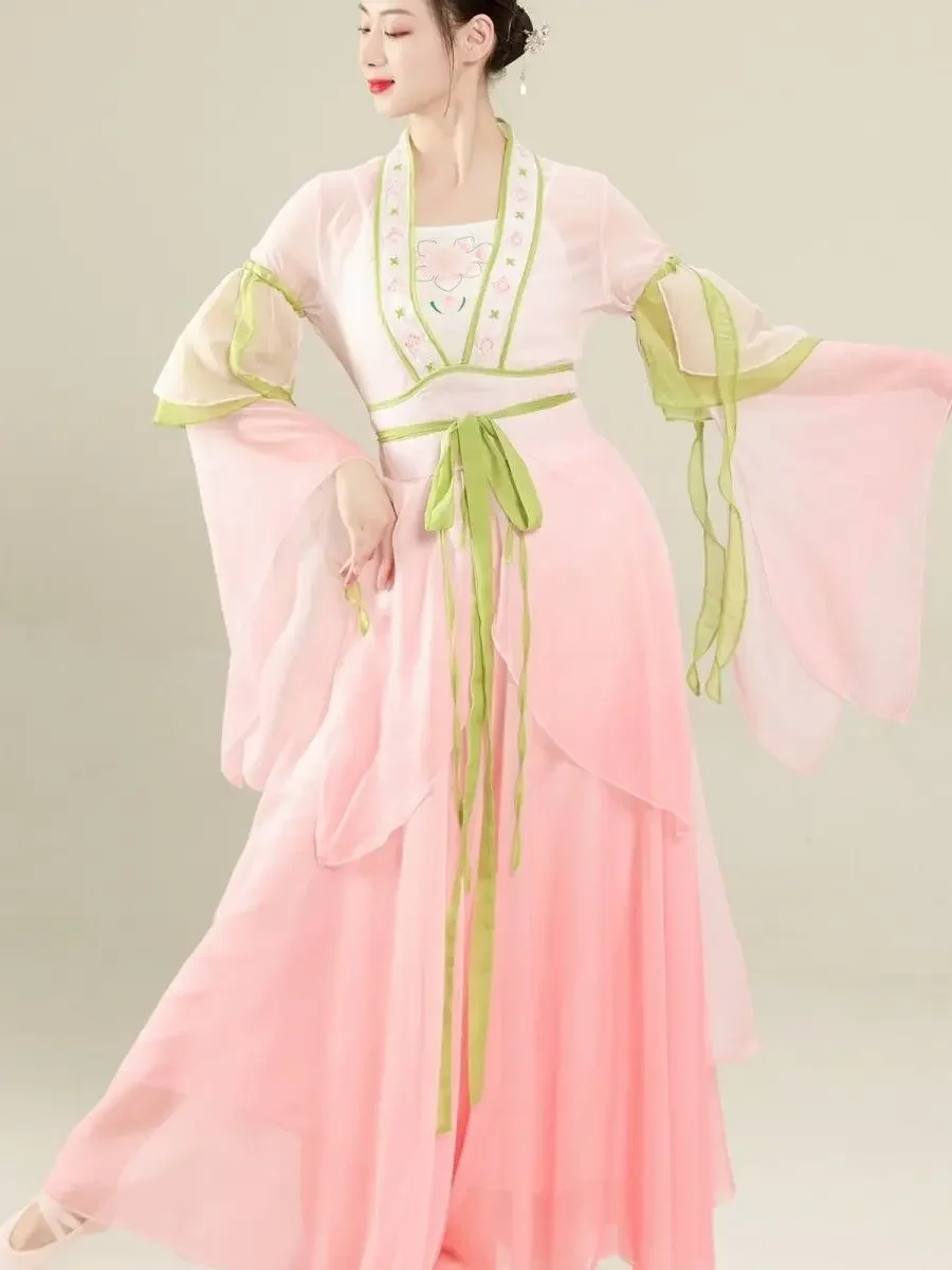 

New Classical Dance Performance Costume Chinese Dance Practice Dress Body Rhyme Yarn Clothes Flowing Ancient Style Dance Suit