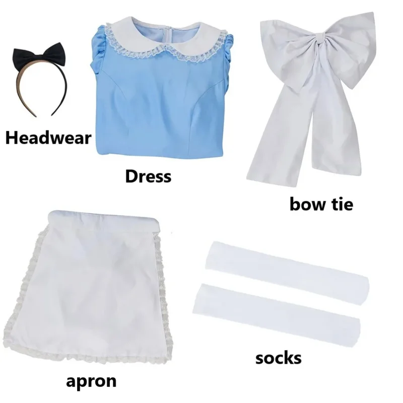 Синий костюм девушки yiyi на Хэллоуин для взрослых, праздничное платье горничной Лолиты, косплей, стоимость Алисы в стране чудес