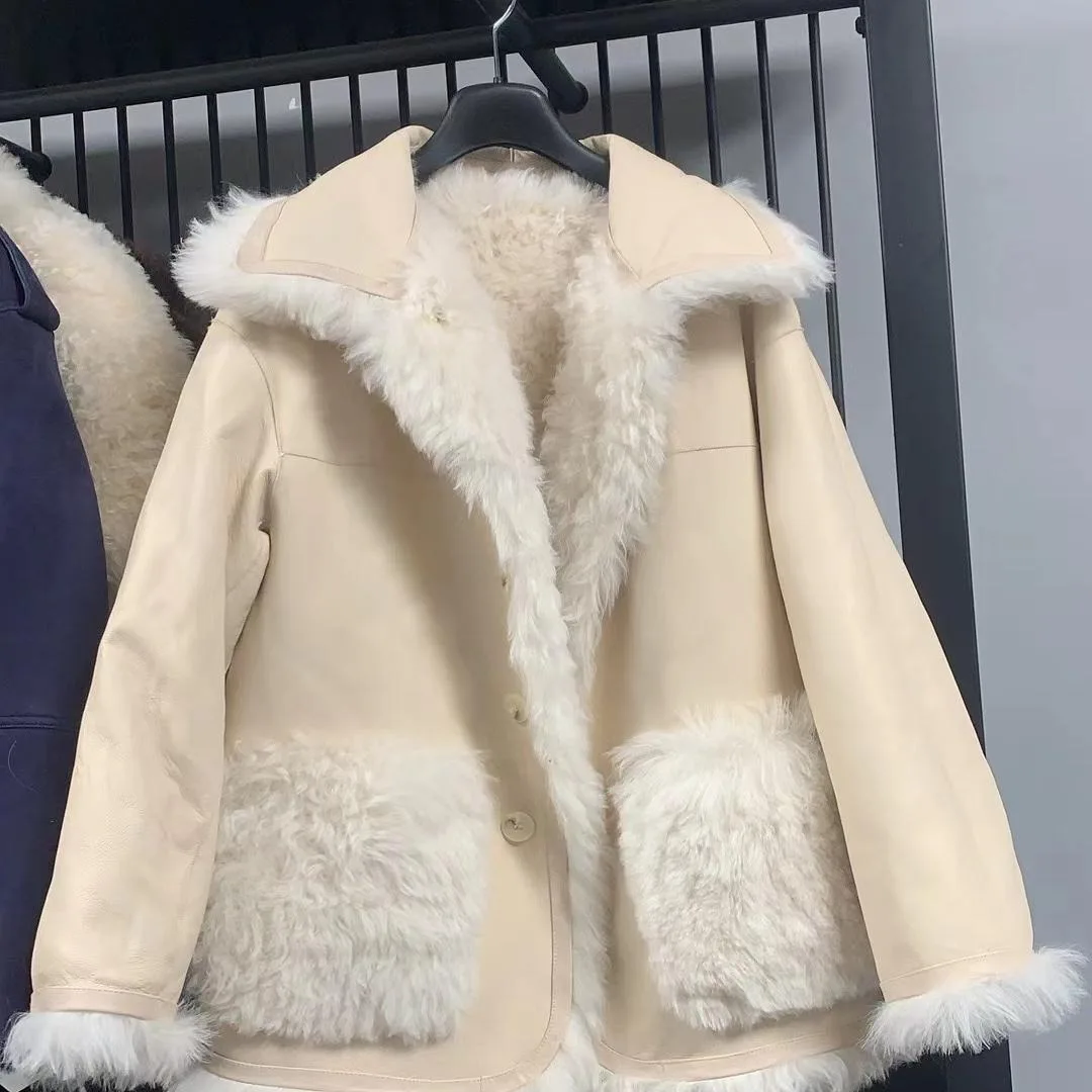 حار بيع عالية الجودة الخريف والشتاء معطف الفرو المستوردة الصوف معطف الفرو موضة الملابس النسائية الجديدة #5