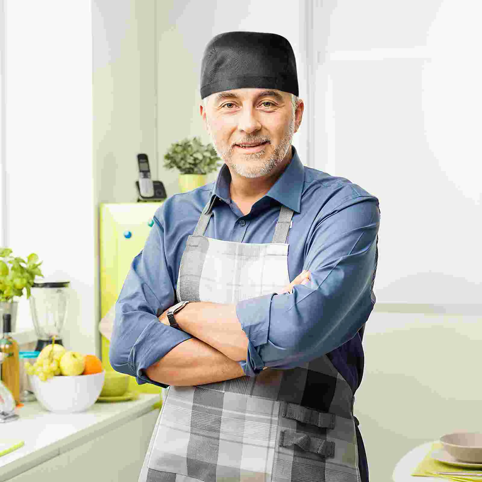 3 Pcs Caps for Men Head Turban Chef Hats Catering Universal Black Man