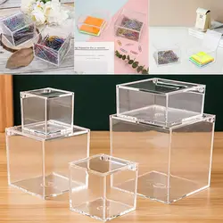 New Multi Size Storage Box Flip Cover Acrylic Plastic Box Square Transparent Dust Cover Party Decor