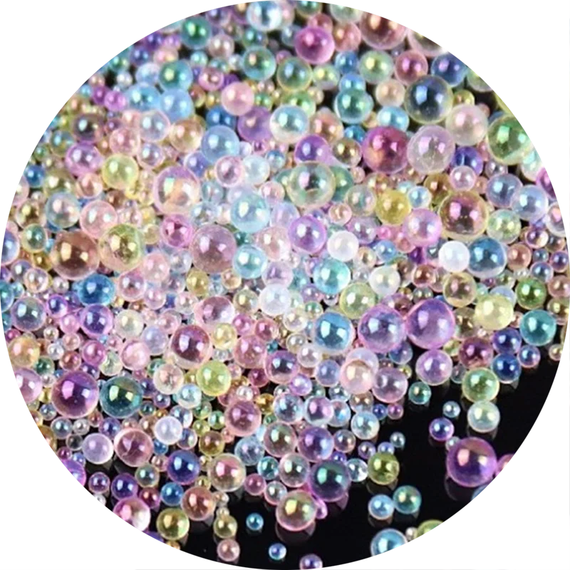 50g Mini Bubble Ball Caviar Beads Bottom Colorful Pink Crystal Glass Beads For DIY UV Resin Filling 3D Nail Art Decorations
