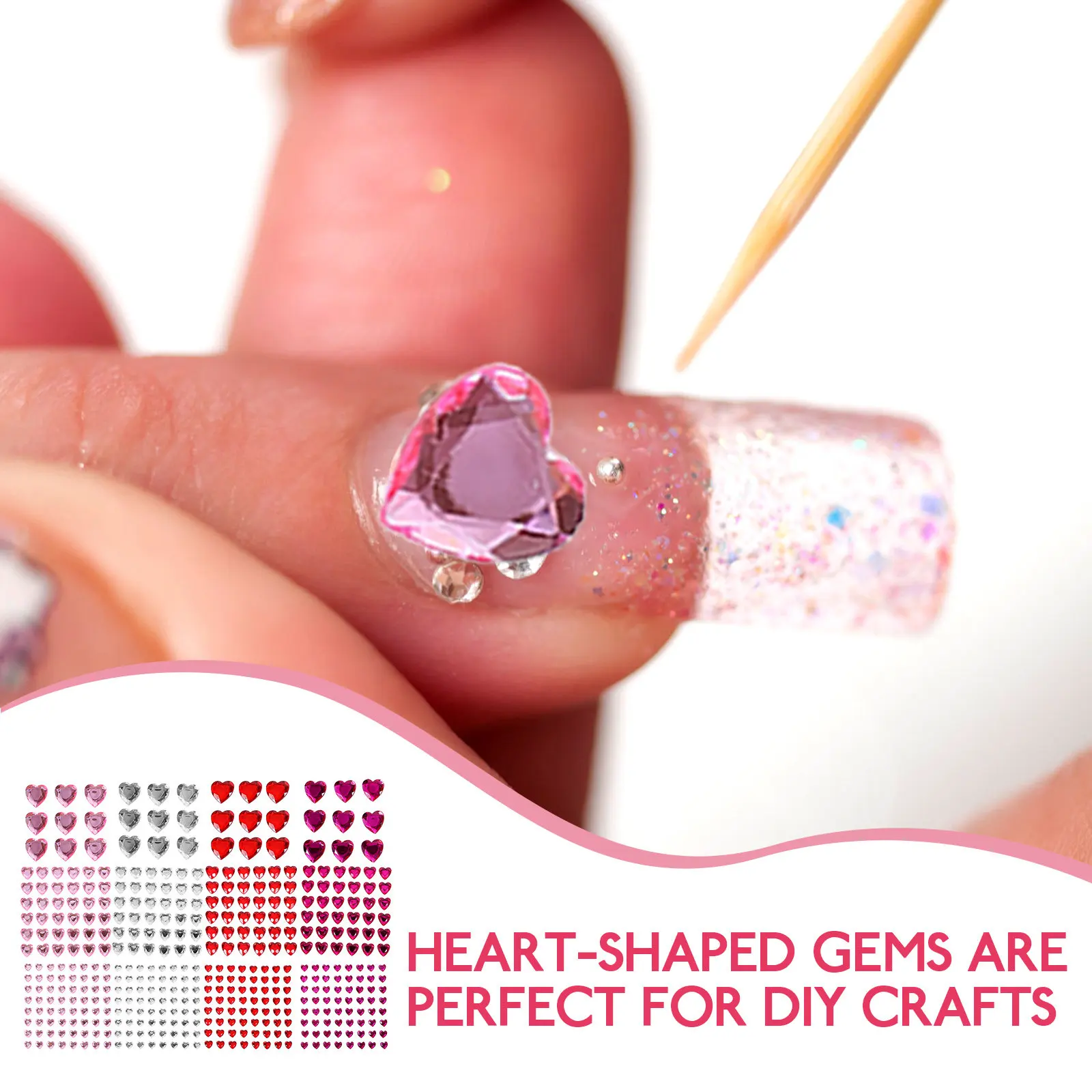 

12 листов самоклеящихся страз в форме сердца для лица, глаз, ногтей, DIY, модные украшения для красоты