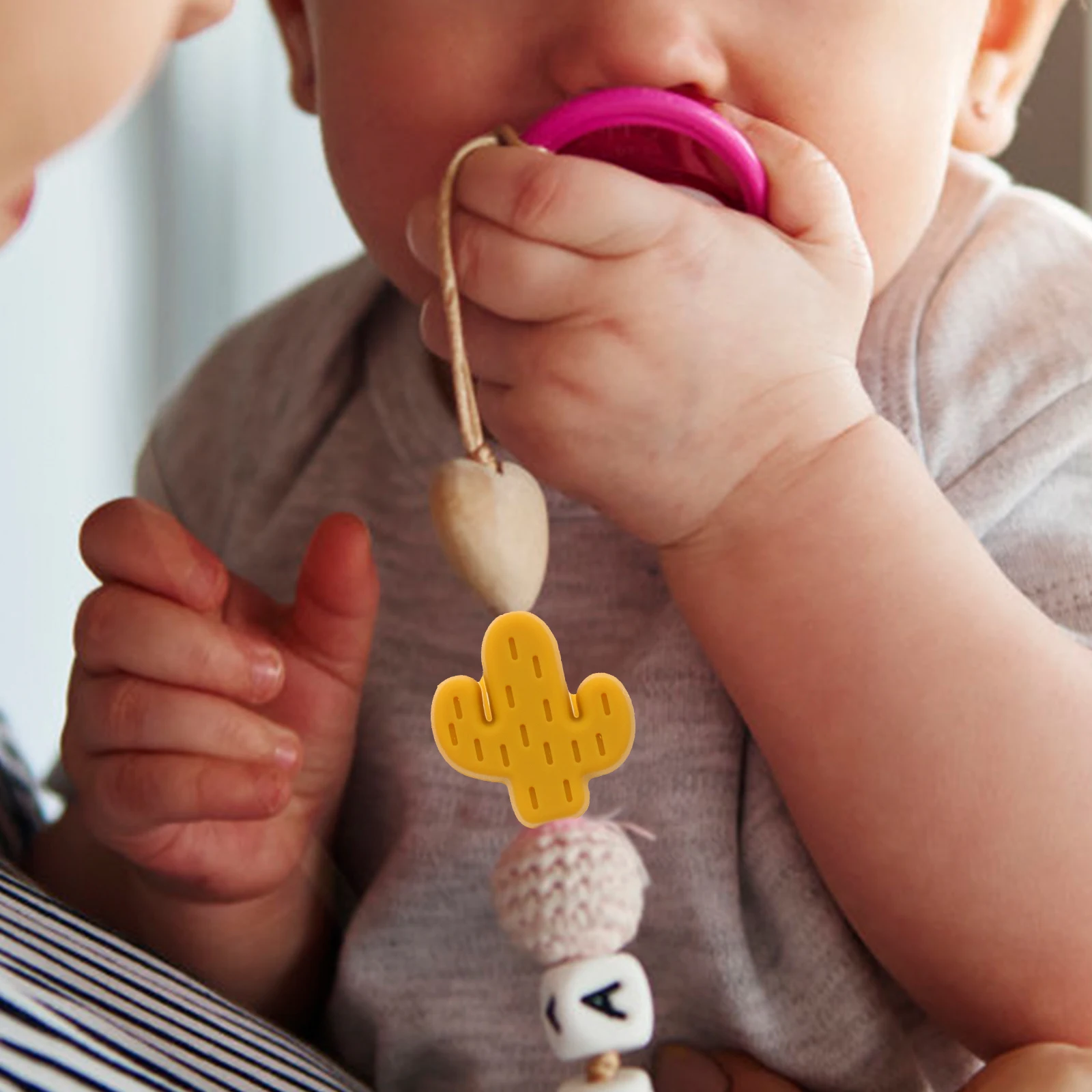 

30pcs Silicone Beads Cactus Shape Food Grade DIY Baby Teething Toys Necklace Bracelet Pacifier Chain Safe Durable