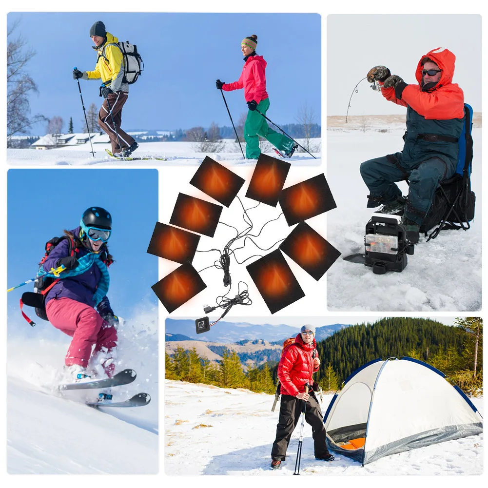 3 Levels Electric Cloth Heater Waterproof USB Heating Pads for DIY Heated Clothing for Outdoor Winter Camping Hiking Ski Cycling