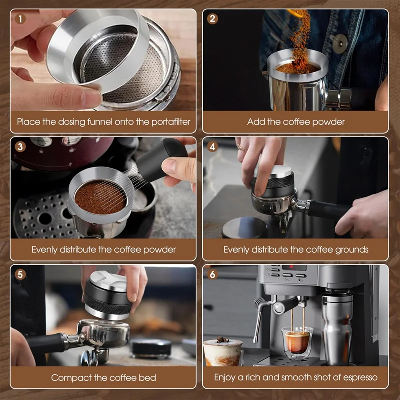AC39-51Mm Espresso ชุดอุปกรณ์เสริม,จําหน่ายกาแฟและ Tamper Leveler, เครื่องมือ WDT และชุดกรวย Dosing