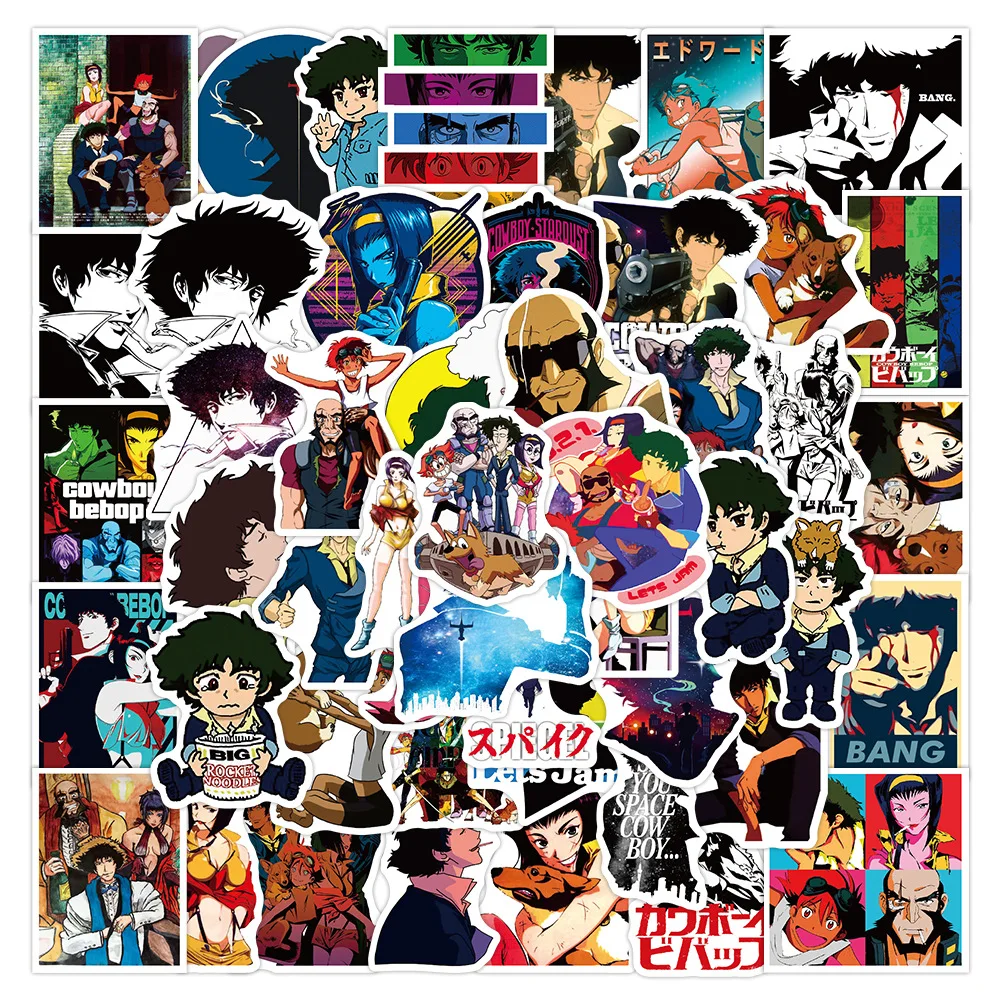 10/50Pcs Anime Blue Cowboy Bebop Pvc Game Stickers For DIY Cool Gift Decal Kid Toys Phone Luggage Laptop Motorcycle Guiter