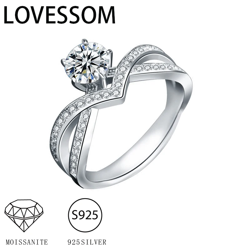 925 Sterling Silver 1 Carat Moissanite Diamond Crown Ring Women's High Fashion Proposal Anniversary Birthday Gift for Mother