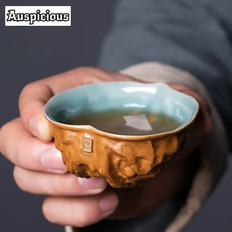 

100ml Pure Handmade Walnut Ceramic Teacup Creative Longquan Celadon Master Cup Biomimetic Tea Bowl Chazhan Kung Fu Teaset Gifts