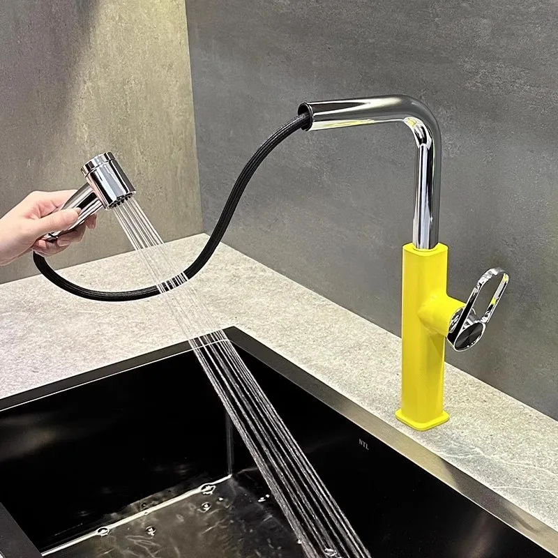 

Выдвижной кухонный смеситель Tuqiu, латунный смеситель для раковины, вращение на 360 градусов, смеситель Torneira Cozinha, кухонный кран, модный