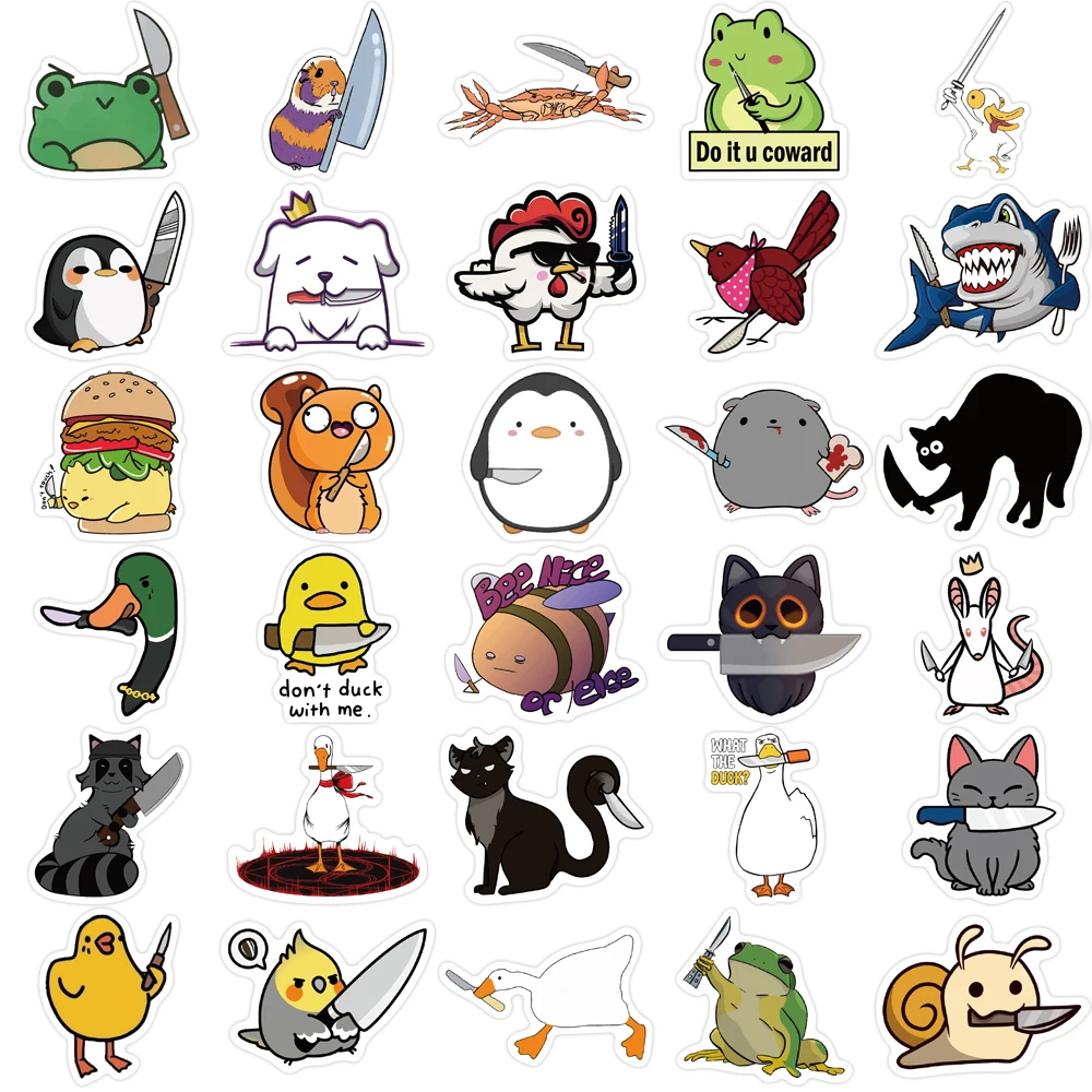 10/30/60pcs Knife animals Stickers Decals Cartoon Graffiti DIY Notebook Luggage Wall Decoration PVC Sticker
