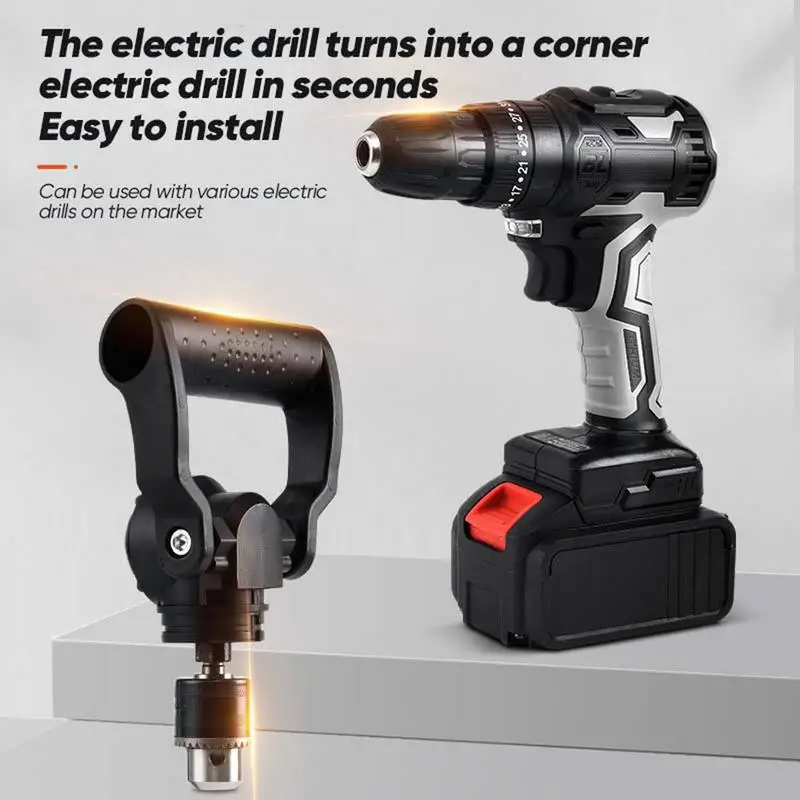 

90 Degree Drill Attachment With Handle Multifunctional Anti-Slip Drill Attachment Adapter Black Right Angle Drill Attachment