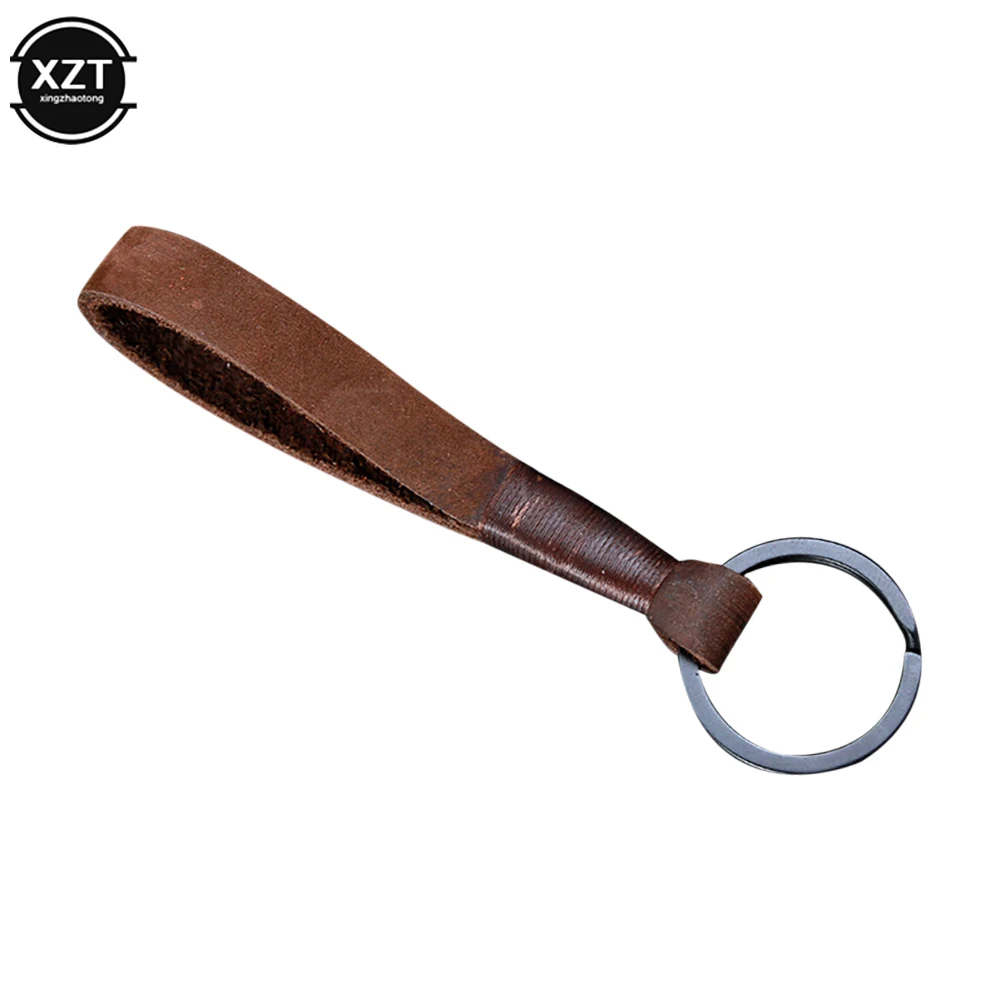 

Retro Handmade Real Leather Cowhide Rope Keychain Metal Key Chains Men Women Key Holder Key Cover Auto Keyring Gifts Accessories