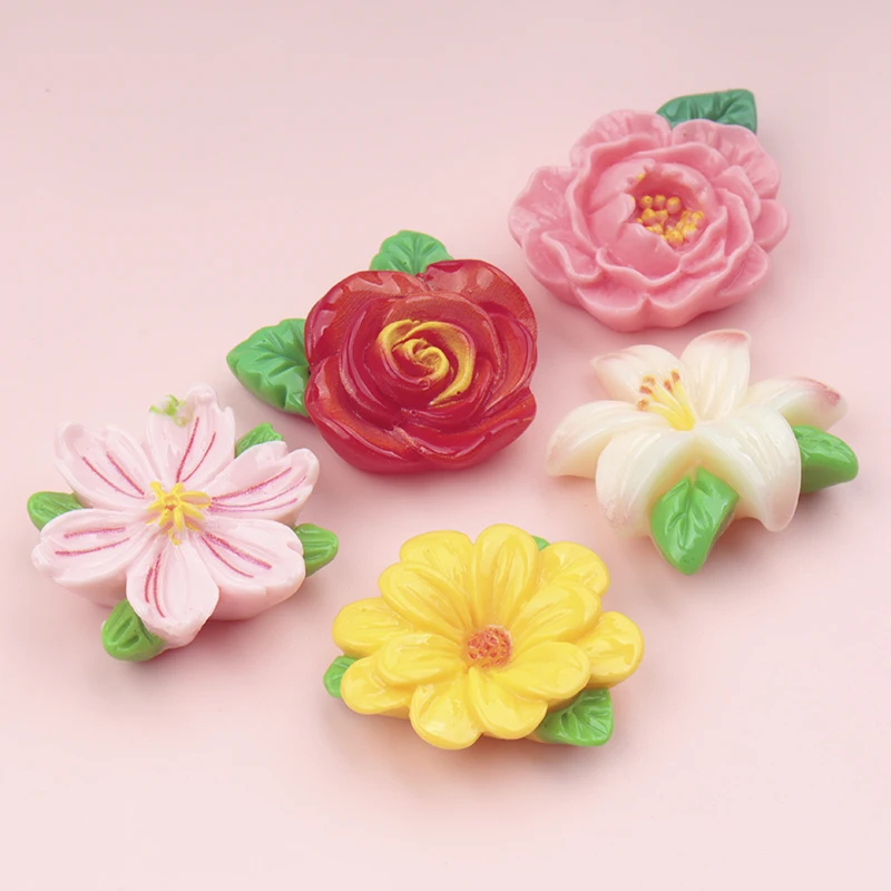 10/100pcs Colorful Spring Floral Resin Patch DIY Decoration Crafts Flatback Cabochon Scrapbooking Fit