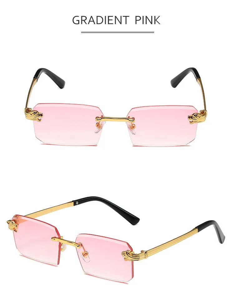 Damen Metallrahmenlose Sonnenbrille Hochwertige Luxusmarke Klassische Casual Sonnenbrille Unisex Outdoor Sport Rechteckige Schattierung Herren – Detail 14