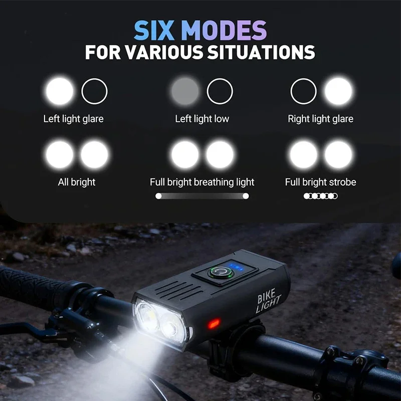 

Front & Rear Bike Light Set, USB Rechargeable 1200LM MTB Headlight, LED Taillight for Outdoor Bicycle Night Riding Safety