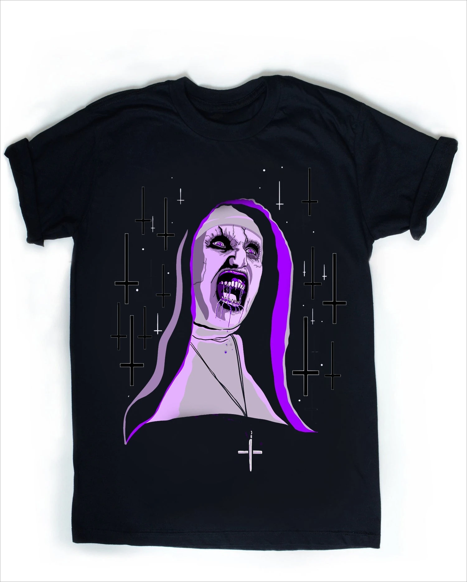 The Nun Valak Retro Gothic Demon Horror T Shirt for Men Women Vintage Cult Classic Movie Graphic Tee Streetwear